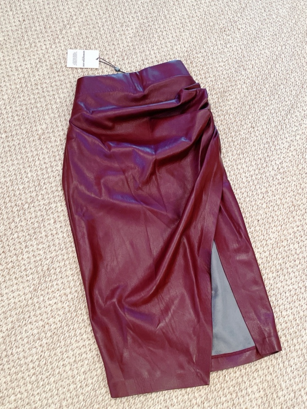 Generation Love Gina Vegan Leather Midi Skirt Cabernet Plum Burgundy XS NWT - Picture 2 of 9